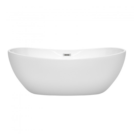 65 Inch Freestanding Bathtub in White, Polished Chrome Drain and Overflow Trim