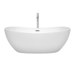 65 Inch Freestanding Bathtub in White, Floor Mounted Faucet, Drain, Trim in Chrome