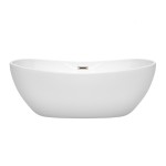 65 Inch Freestanding Bathtub in White, Brushed Nickel Drain and Overflow Trim