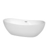 70 Inch Freestanding Bathtub in White, Polished Chrome Drain and Overflow Trim