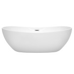 70 Inch Freestanding Bathtub in White, Polished Chrome Drain and Overflow Trim