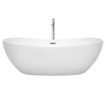 70 Inch Freestanding Bathtub in White, Floor Mounted Faucet, Drain, Trim in Chrome