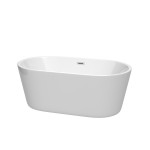 60 Inch Freestanding Bathtub in White, Polished Chrome Drain and Overflow Trim