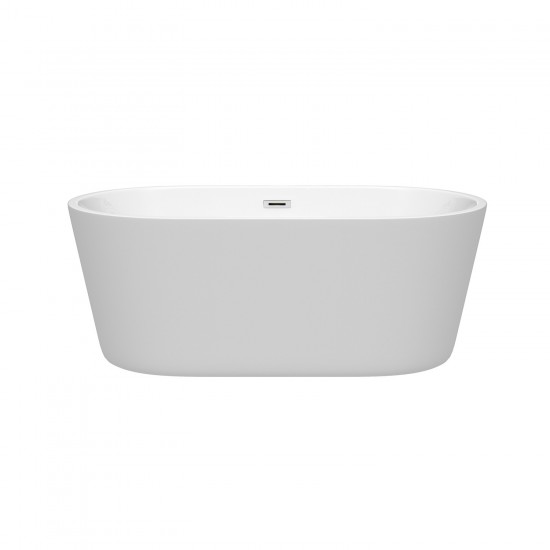 60 Inch Freestanding Bathtub in White, Polished Chrome Drain and Overflow Trim