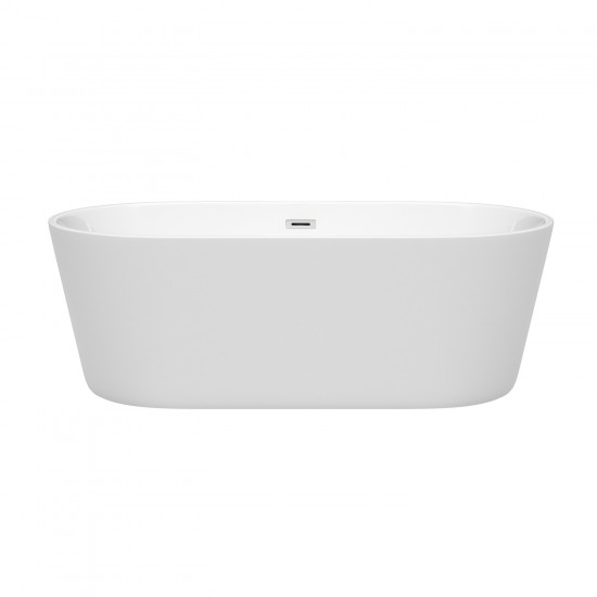 67 Inch Freestanding Bathtub in White, Polished Chrome Drain and Overflow Trim