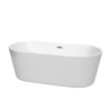 67 Inch Freestanding Bathtub in White, Brushed Nickel Drain and Overflow Trim