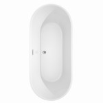 71 Inch Freestanding Bathtub in White, Floor Mounted Faucet, Drain, Trim in Nickel