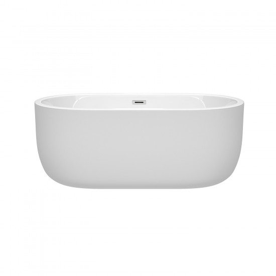 60 Inch Freestanding Bathtub in White, Polished Chrome Drain and Overflow Trim