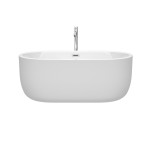 60 Inch Freestanding Bathtub in White, Floor Mounted Faucet, Drain, Trim in Chrome