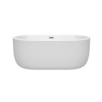 60 Inch Freestanding Bathtub in White, Brushed Nickel Drain and Overflow Trim