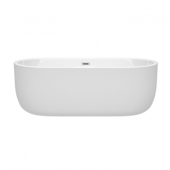 67 Inch Freestanding Bathtub in White, Polished Chrome Drain and Overflow Trim