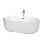 67 Inch Freestanding Bathtub in White, Floor Mounted Faucet, Drain, Trim in Chrome