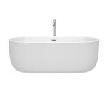 67 Inch Freestanding Bathtub in White, Floor Mounted Faucet, Drain, Trim in Chrome