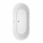 67 Inch Freestanding Bathtub in White, Floor Mounted Faucet, Drain, Trim in Chrome