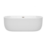 67 Inch Freestanding Bathtub in White, Brushed Nickel Drain and Overflow Trim