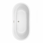 67 Inch Freestanding Bathtub in White, Brushed Nickel Drain and Overflow Trim