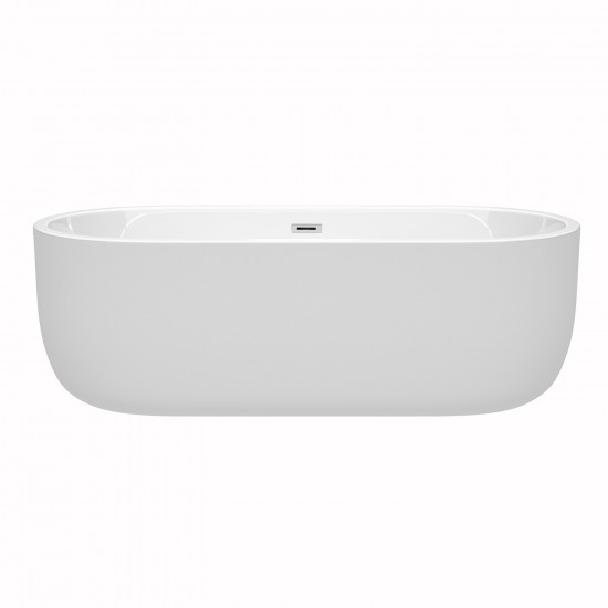 71 Inch Freestanding Bathtub in White, Polished Chrome Drain and Overflow Trim