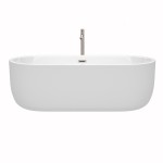 71 Inch Freestanding Bathtub in White, Floor Mounted Faucet, Drain, Trim in Nickel