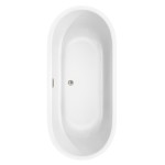 71 Inch Freestanding Bathtub in White, Floor Mounted Faucet, Drain, Trim in Nickel