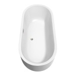 71 Inch Freestanding Bathtub in White, Floor Mounted Faucet, Drain, Trim in Nickel