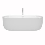 71 Inch Freestanding Bathtub in White, Floor Mounted Faucet, Drain, Trim in Chrome