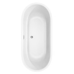 71 Inch Freestanding Bathtub in White, Floor Mounted Faucet, Drain, Trim in Chrome