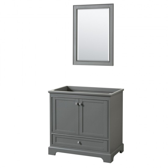 36 Inch Single Bathroom Vanity in Dark Gray, No Countertop, No Sink, 24 Inch Mirror