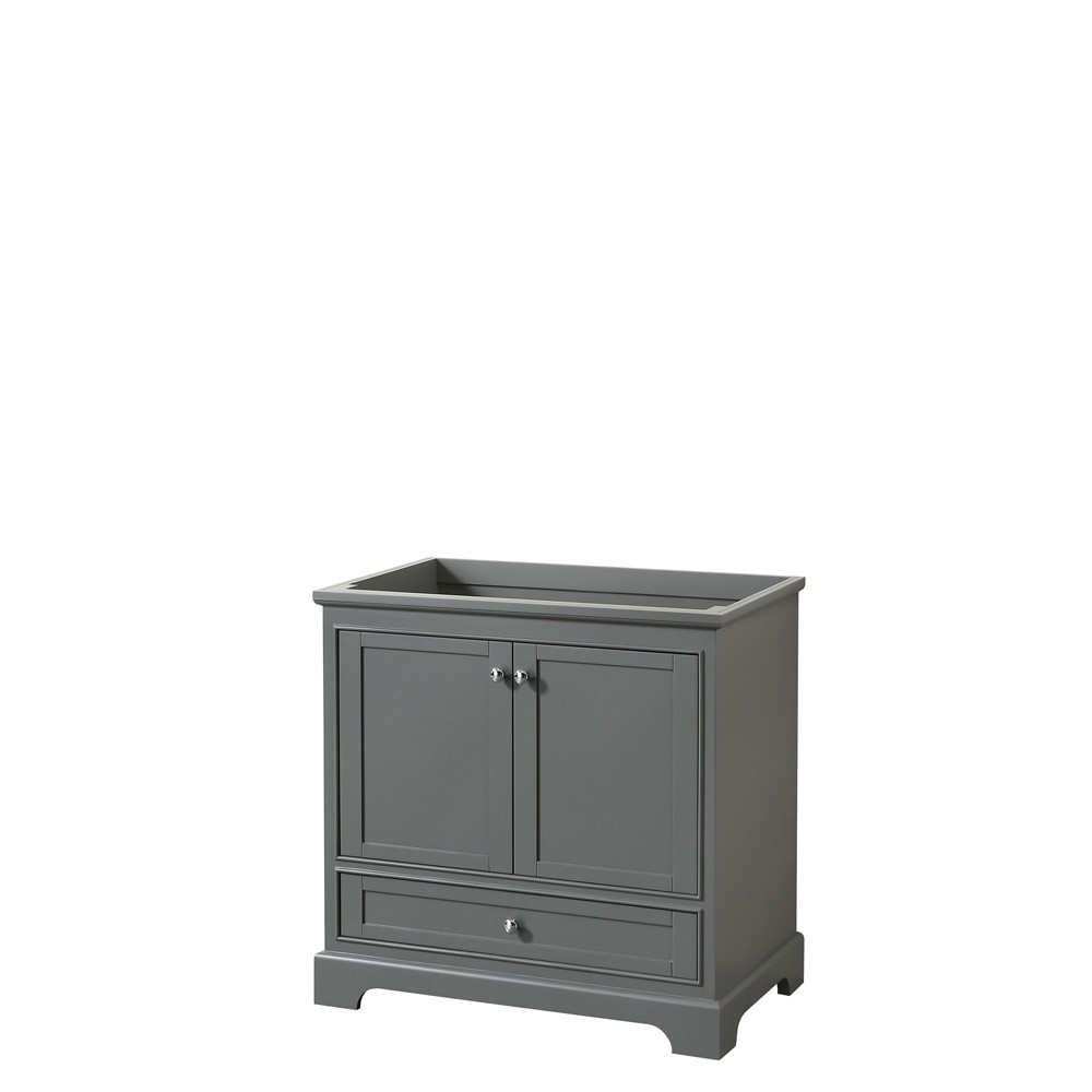 36 Inch Single Bathroom Vanity in Dark Gray, No Countertop, No Sink, No Mirror