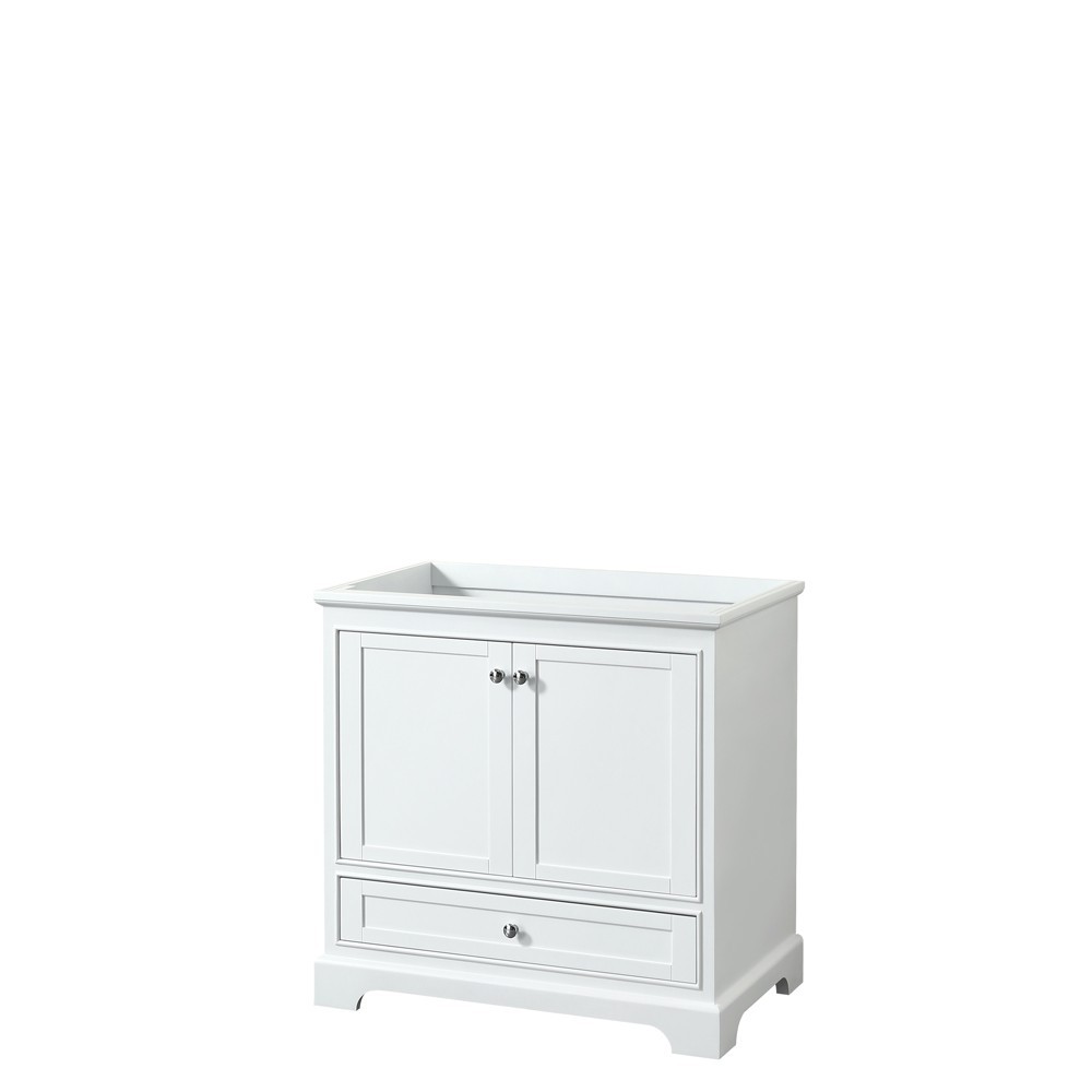 36 Inch Single Bathroom Vanity in White, No Countertop, No Sink, and No Mirror