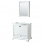 36 Inch Single Bathroom Vanity in White, No Countertop, No Sink, Medicine Cabinet