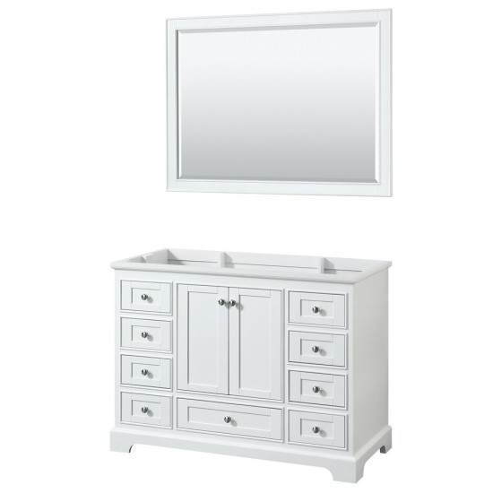 48 Inch Single Bathroom Vanity in White, No Countertop, No Sink, 46 Inch Mirror