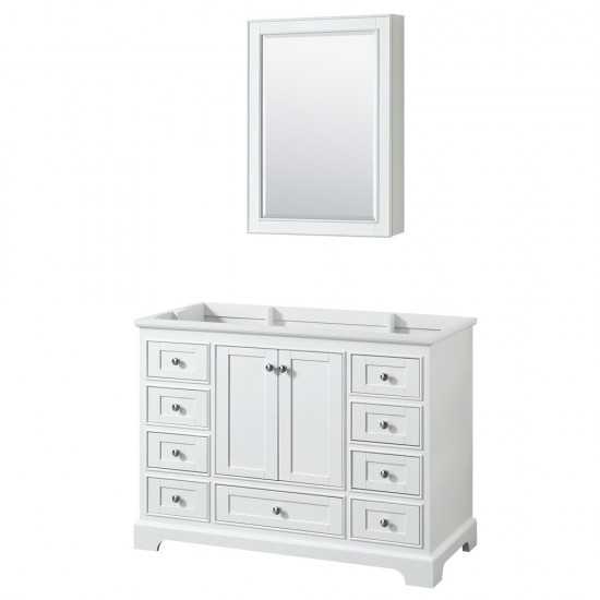 48 Inch Single Bathroom Vanity in White, No Countertop, No Sink, Medicine Cabinet