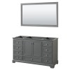 60 Inch Single Bathroom Vanity in Dark Gray, No Countertop, No Sink, 58 Inch Mirror