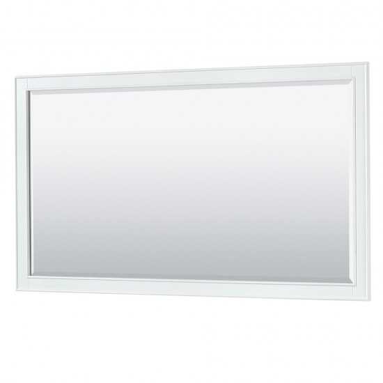 60 Inch Single Bathroom Vanity in White, No Countertop, No Sink, 58 Inch Mirror