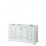 60 Inch Single Bathroom Vanity in White, No Countertop, No Sink, and No Mirror