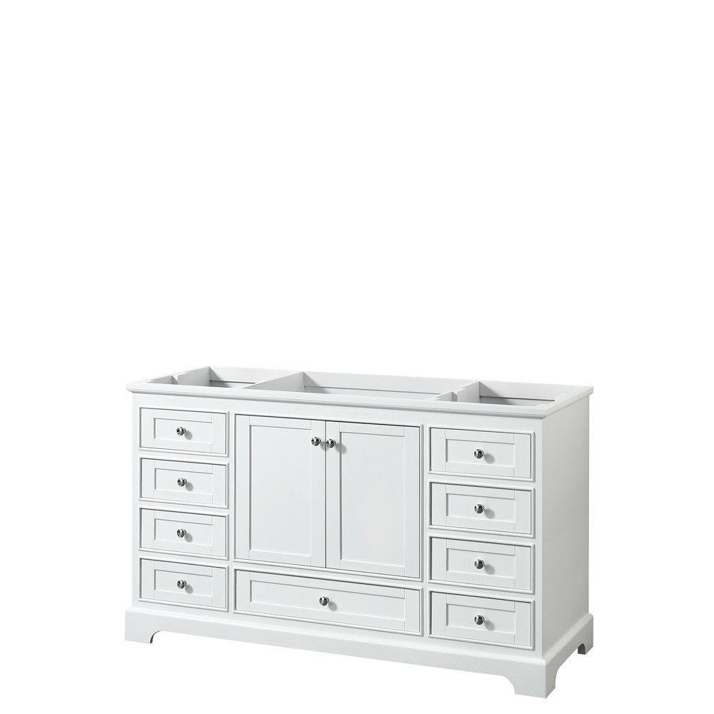 60 Inch Single Bathroom Vanity in White, No Countertop, No Sink, and No Mirror