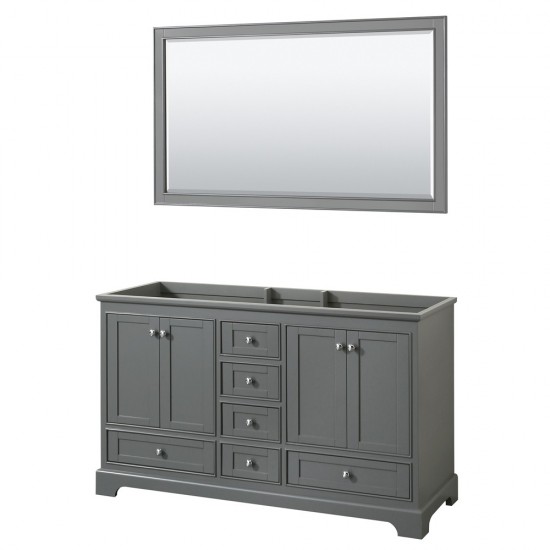 60 Inch Double Bathroom Vanity in Dark Gray, No Countertop, No Sinks, 58 Inch Mirror