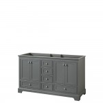 60 Inch Double Bathroom Vanity in Dark Gray, No Countertop, No Sinks, No Mirror