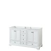 60 Inch Double Bathroom Vanity in White, No Countertop, No Sinks, and No Mirror