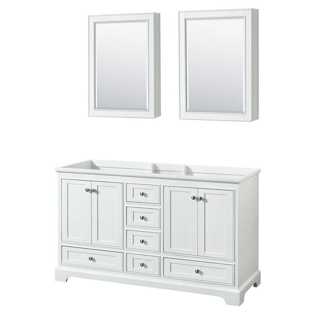 60 Inch Double Bathroom Vanity in White, No Countertop, No Sinks, Medicine Cabinets 60 Inch Double Bathroom Vanity in White, No Countertop, No Sinks, Medicine Cabinets