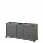 72 Inch Double Bathroom Vanity in Dark Gray, No Countertop, No Sinks, No Mirrors