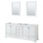 80 Inch Double Bathroom Vanity in White, No Countertop, No Sinks, 24 Inch Mirrors