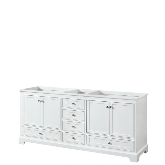 80 Inch Double Bathroom Vanity in White, No Countertop, No Sinks, and No Mirrors