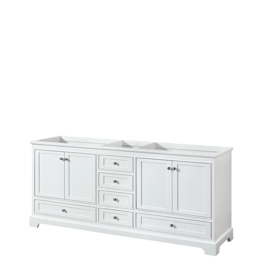 80 Inch Double Bathroom Vanity in White, No Countertop, No Sinks, and No Mirrors