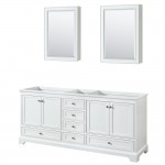 80 Inch Double Bathroom Vanity in White, No Countertop, No Sinks, Medicine Cabinets