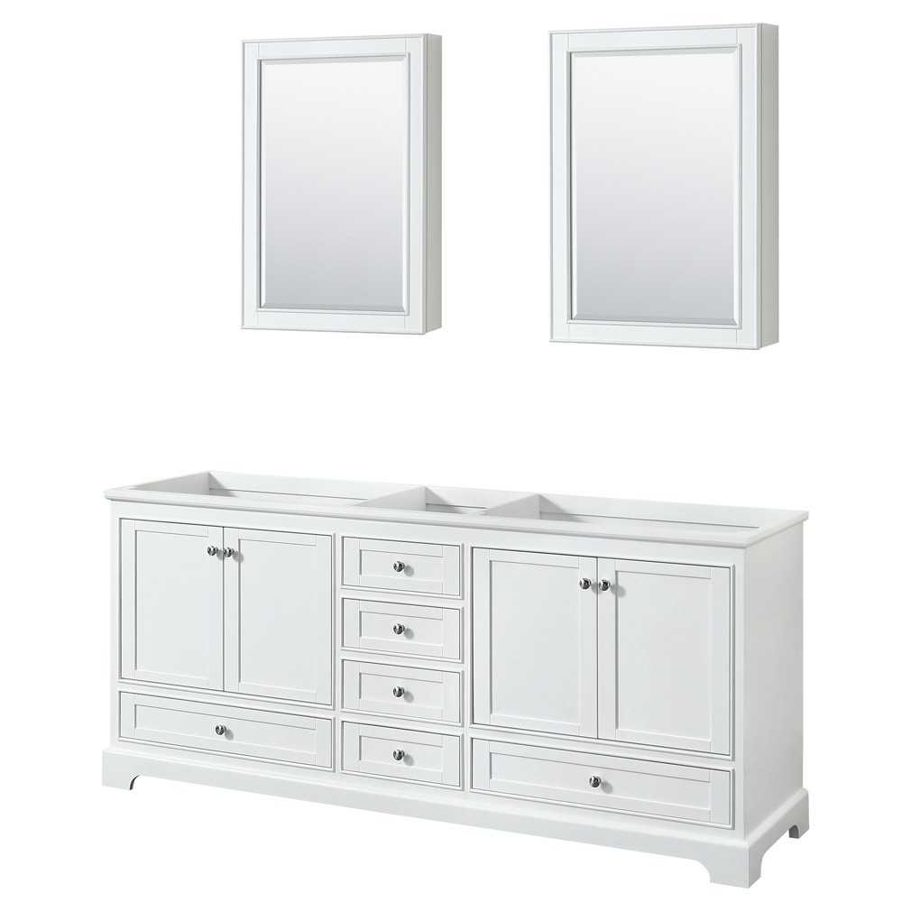 80 Inch Double Bathroom Vanity in White, No Countertop, No Sinks, Medicine Cabinets 80 Inch Double Bathroom Vanity in White, No Countertop, No Sinks, Medicine Cabinets