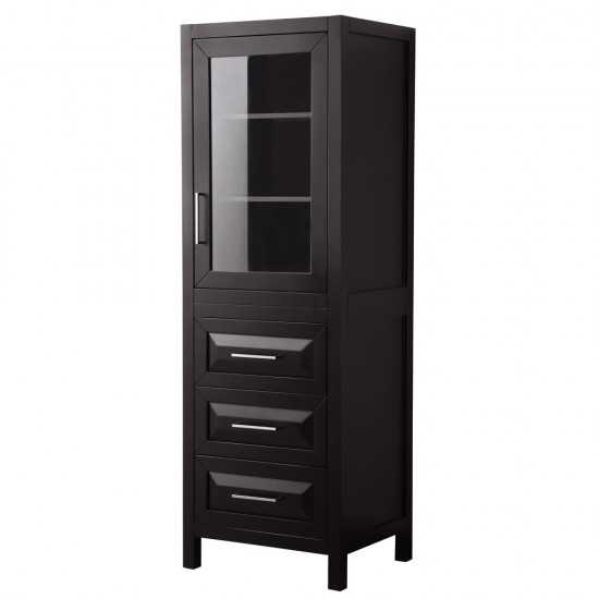 Linen Tower in Dark Espresso, Shelved Cabinet Storage and 3 Drawers