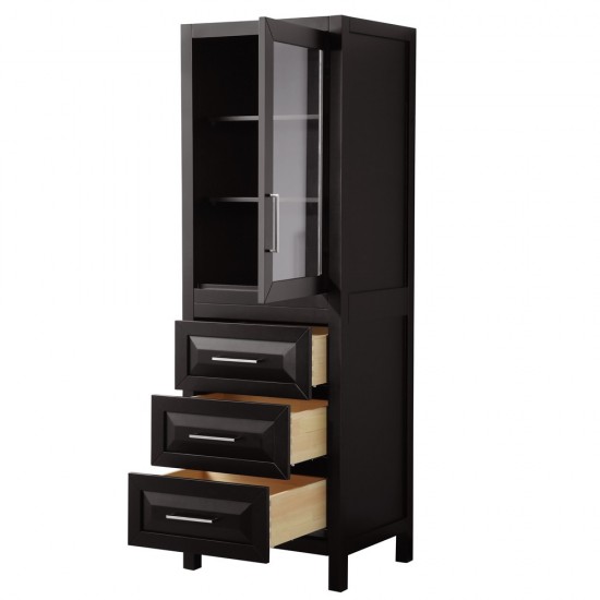Linen Tower in Dark Espresso, Shelved Cabinet Storage and 3 Drawers