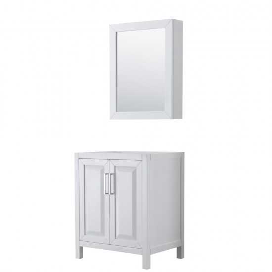 30 Inch Single Bathroom Vanity in White, No Countertop, No Sink, Medicine Cabinet