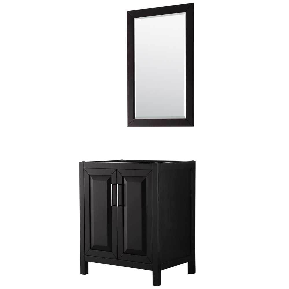 30 Inch Single Bathroom Vanity in Dark Espresso, No Countertop, No Sink, 24 Inch Mirror